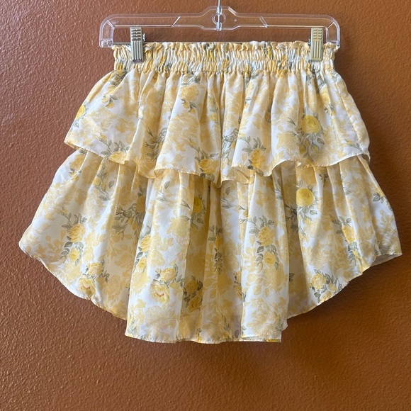 Love Shack Fancy Ruffle Silk Mini Skirt Lemon Daydream Size XS New Without Tags - Picture 5 of 7